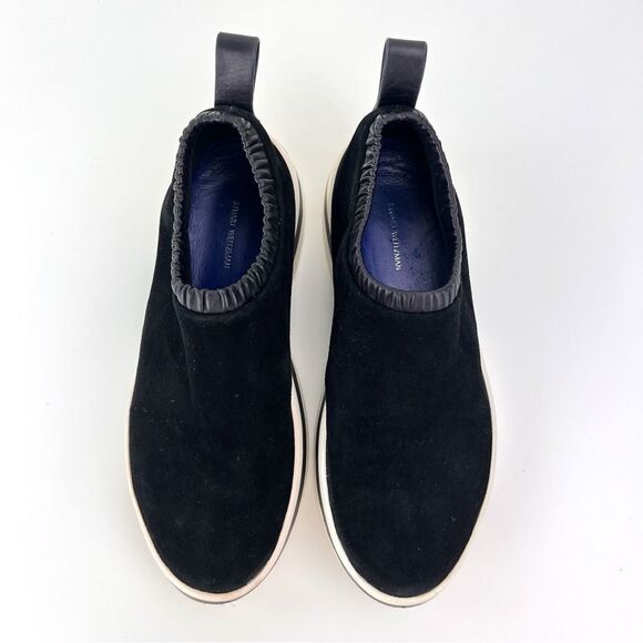 Stuart Weitzman Womens Sneakers 8 SW 612 Suede Black Platform White Slip On - Picture 5 of 10